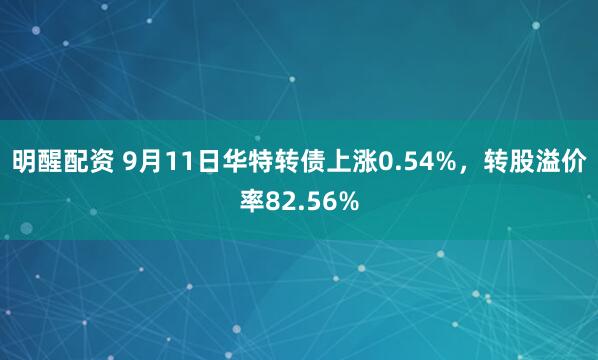 明醒配资 9月11日华特转债上涨0.54%，转股溢价率82.56%